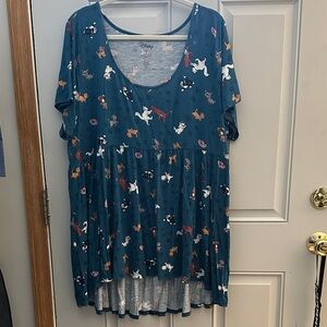 Disney Women's Teal Character Print Tunic Top